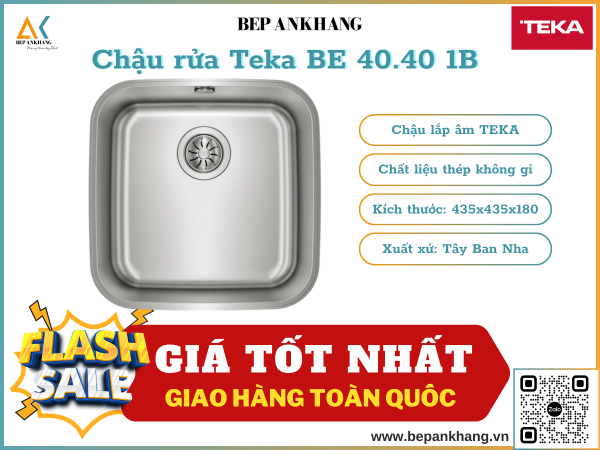 Chậu rửa Teka  BE 40.40 1B - Chất liệu thép không gỉ - Xuất xứ Tây Ban Nha 